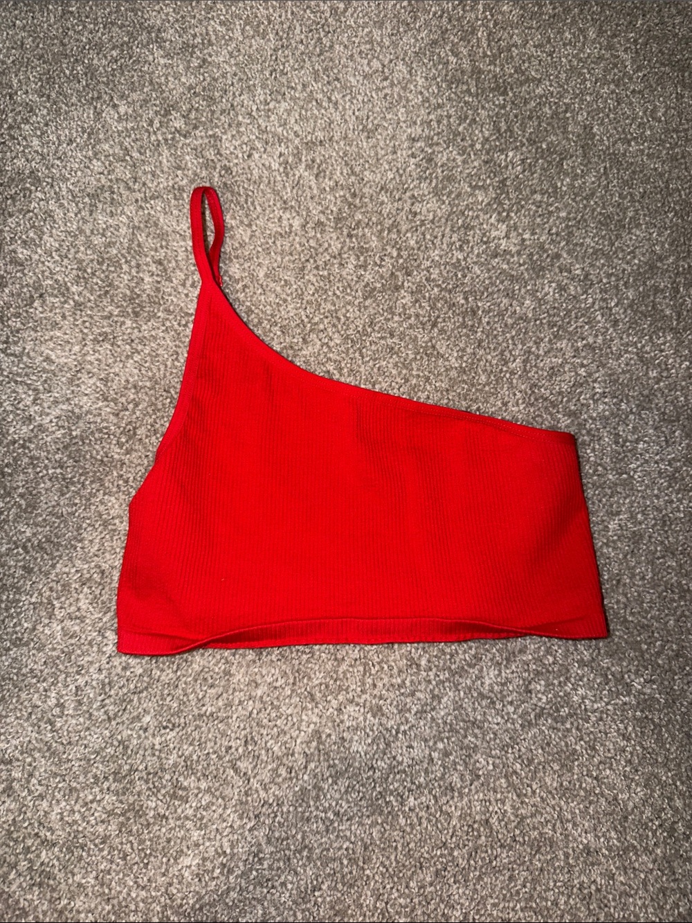 Urban Outfitters Red One-Shoulder Ribbed Crop Top